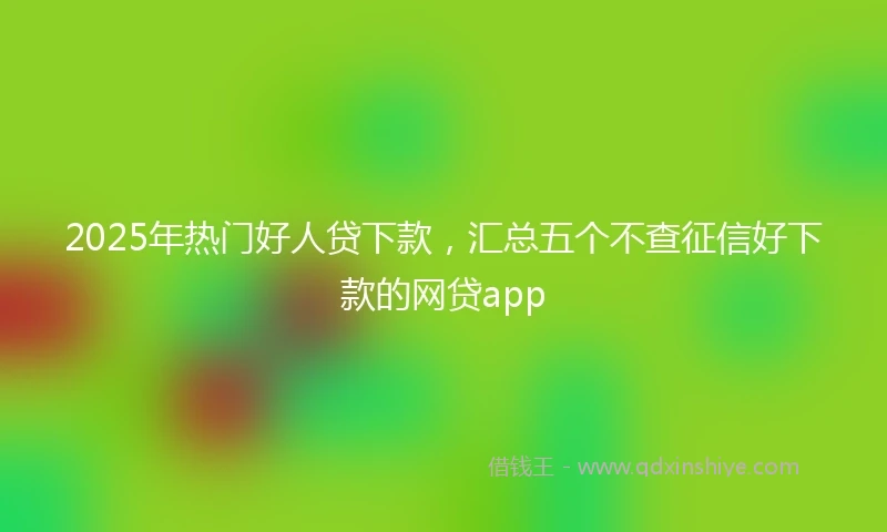 2025年热门好人贷下款，汇总五个不查征信好下款的网贷app