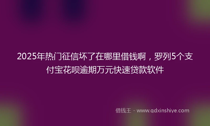 2025年热门征信坏了在哪里借钱啊，罗列5个支付宝花呗逾期万元快速贷款软件