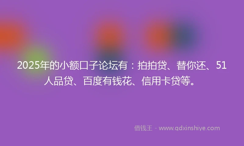 2025年的小额口子论坛有：拍拍贷、替你还、51人品贷、百度有钱花、信用卡贷等。