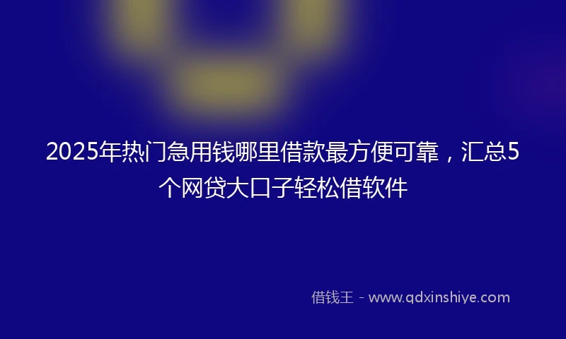 2025年热门急用钱哪里借款最方便可靠，汇总5个网贷大口子轻松借软件