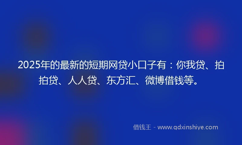 2025年的最新的短期网贷小口子有：你我贷、拍拍贷、人人贷、东方汇、微博借钱等。