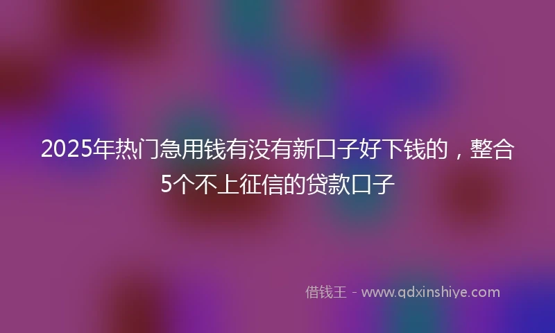 2025年热门急用钱有没有新口子好下钱的，整合5个不上征信的贷款口子