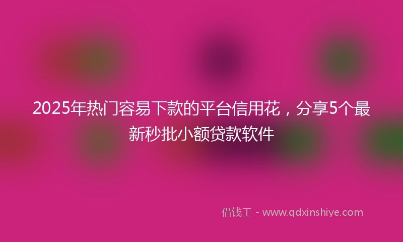 2025年热门容易下款的平台信用花，分享5个最新秒批小额贷款软件