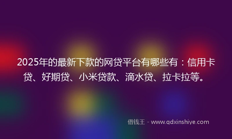 2025年的最新下款的网贷平台有哪些有：信用卡贷、好期贷、小米贷款、滴水贷、拉卡拉等。