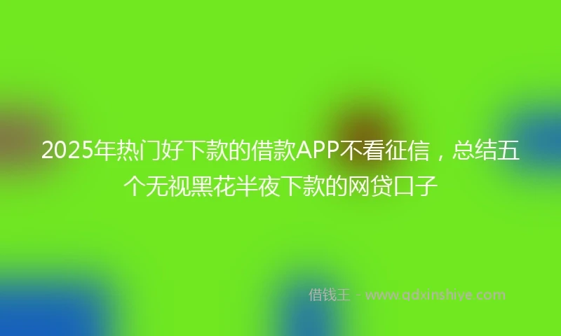 2025年热门好下款的借款APP不看征信，总结五个无视黑花半夜下款的网贷口子