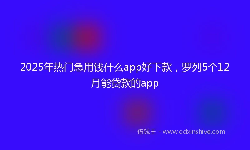 2025年热门急用钱什么app好下款，罗列5个12月能贷款的app