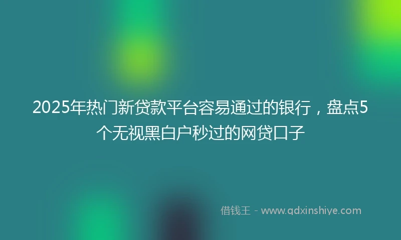2025年热门新贷款平台容易通过的银行，盘点5个无视黑白户秒过的网贷口子