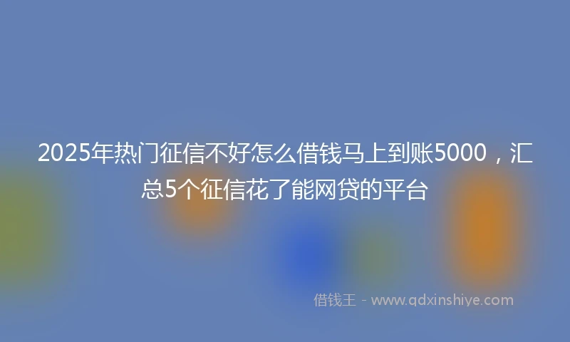 2025年热门征信不好怎么借钱马上到账5000，汇总5个征信花了能网贷的平台