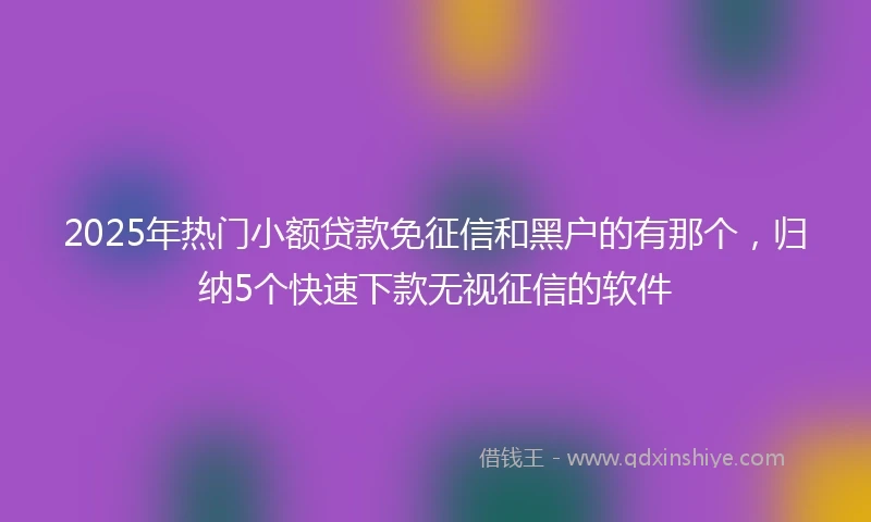 2025年热门小额贷款免征信和黑户的有那个，归纳5个快速下款无视征信的软件