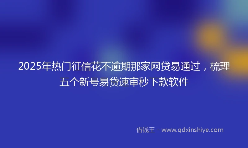 2025年热门征信花不逾期那家网贷易通过，梳理五个新号易贷速审秒下款软件