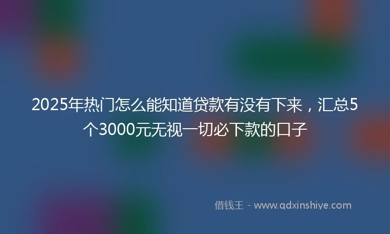2025年热门怎么能知道贷款有没有下来，汇总5个3000元无视一切必下款的口子