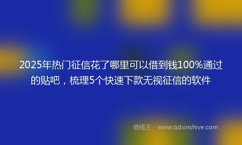 2025年热门征信花了哪里可以借到钱100%通过的贴吧，梳理5个快速下款无视征信的软件