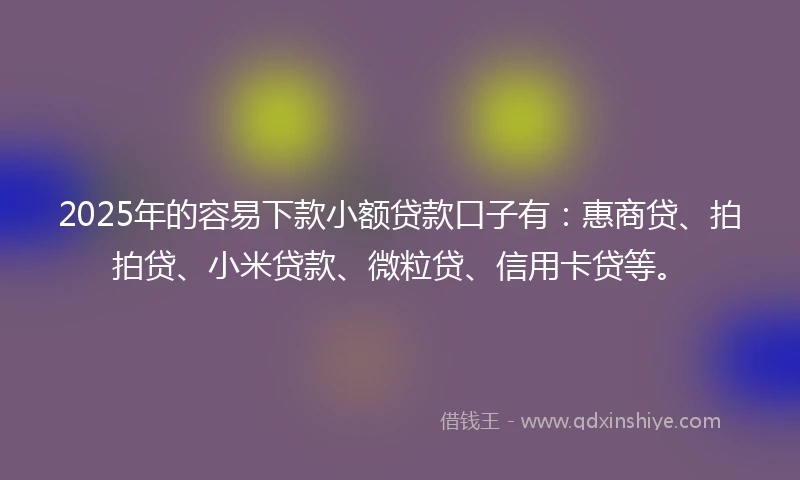 2025年的容易下款小额贷款口子有：惠商贷、拍拍贷、小米贷款、微粒贷、信用卡贷等。
