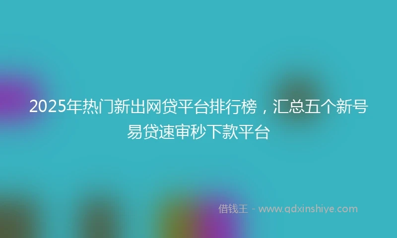 2025年热门新出网贷平台排行榜，汇总五个新号易贷速审秒下款平台