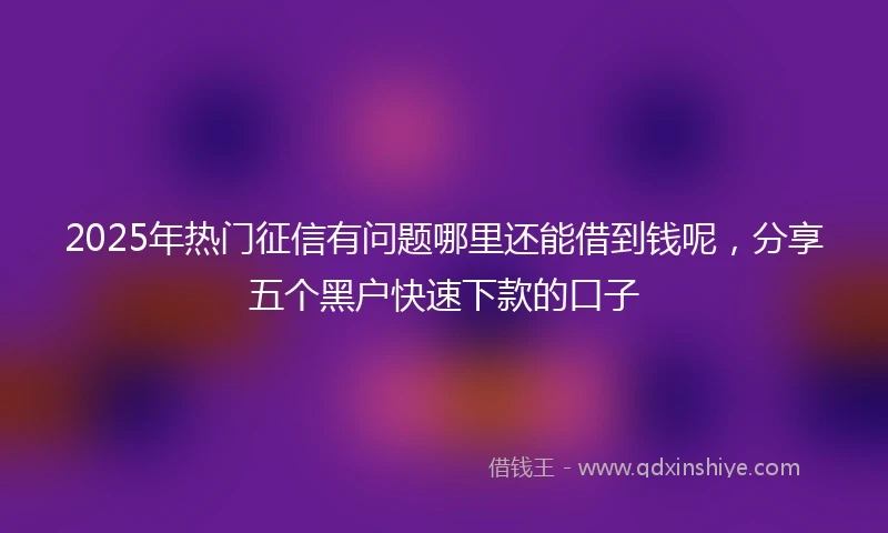 2025年热门征信有问题哪里还能借到钱呢，分享五个黑户快速下款的口子