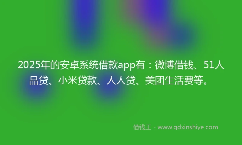 2025年的安卓系统借款app有：微博借钱、51人品贷、小米贷款、人人贷、美团生活费等。