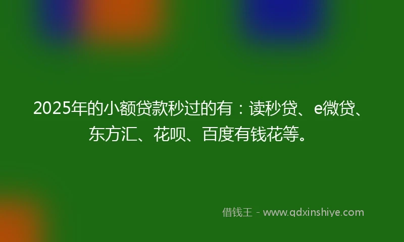 2025年的小额贷款秒过的有：读秒贷、e微贷、东方汇、花呗、百度有钱花等。