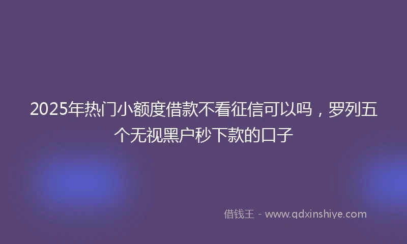 2025年热门小额度借款不看征信可以吗，罗列五个无视黑户秒下款的口子