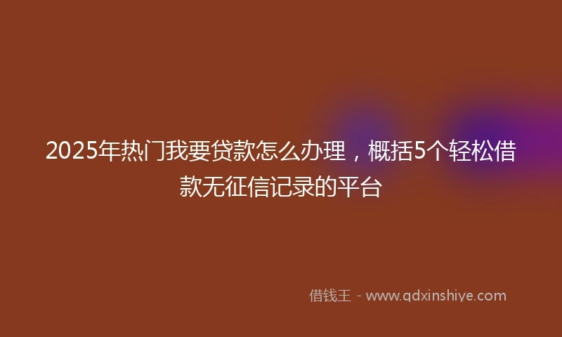 2025年热门我要贷款怎么办理，概括5个轻松借款无征信记录的平台