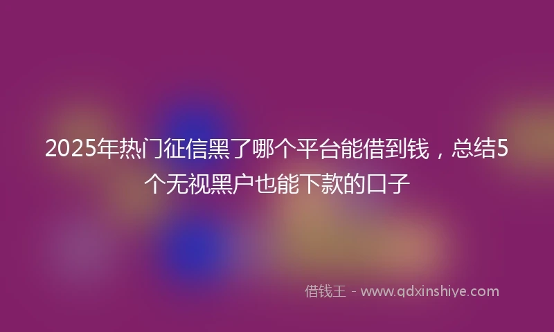 2025年热门征信黑了哪个平台能借到钱，总结5个无视黑户也能下款的口子