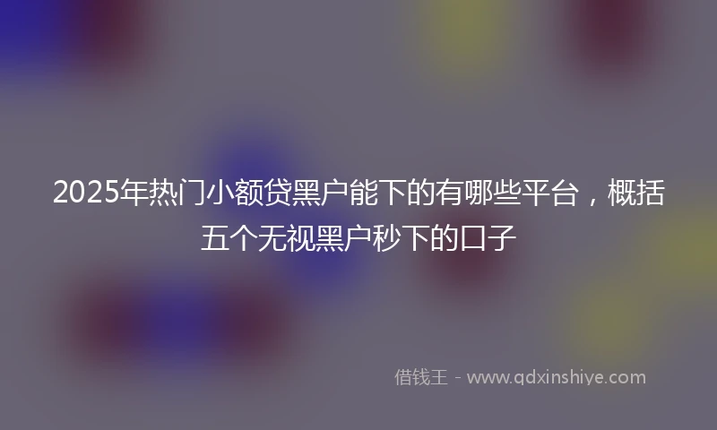 2025年热门小额贷黑户能下的有哪些平台，概括五个无视黑户秒下的口子