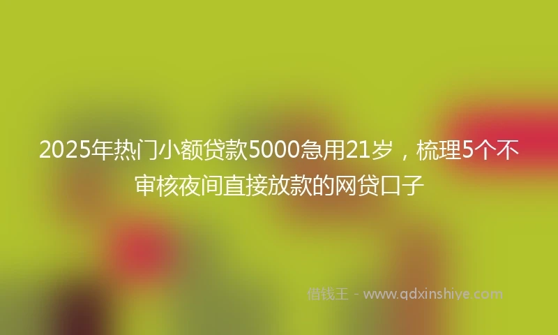 2025年热门小额贷款5000急用21岁，梳理5个不审核夜间直接放款的网贷口子