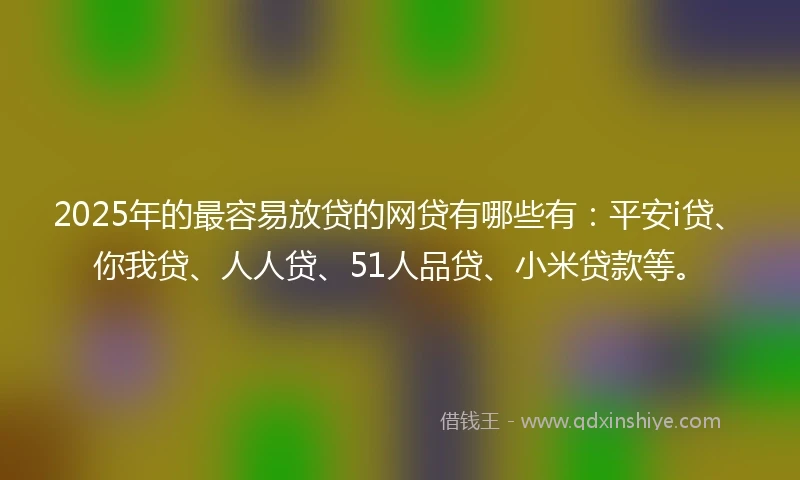 2025年的最容易放贷的网贷有哪些有：平安i贷、你我贷、人人贷、51人品贷、小米贷款等。