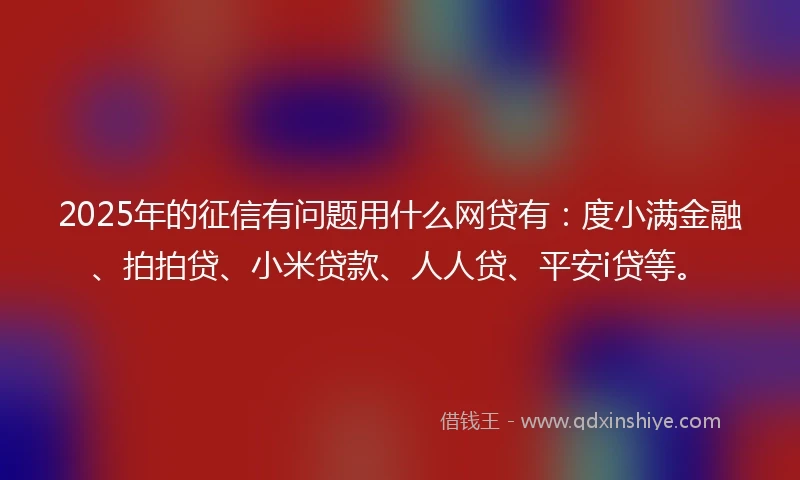 2025年的征信有问题用什么网贷有：度小满金融、拍拍贷、小米贷款、人人贷、平安i贷等。