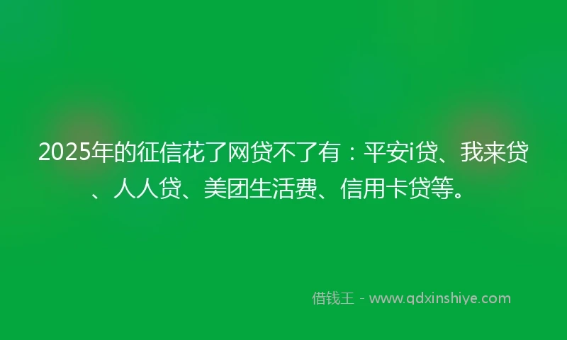 2025年的征信花了网贷不了有:平安i贷、我来贷、人人贷、美团生活费、信用卡贷等。