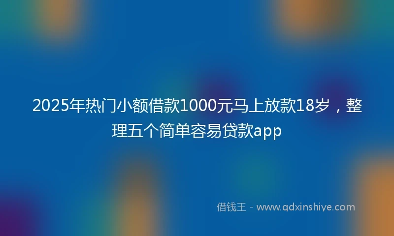 2025年热门小额借款1000元马上放款18岁，整理五个简单容易贷款app