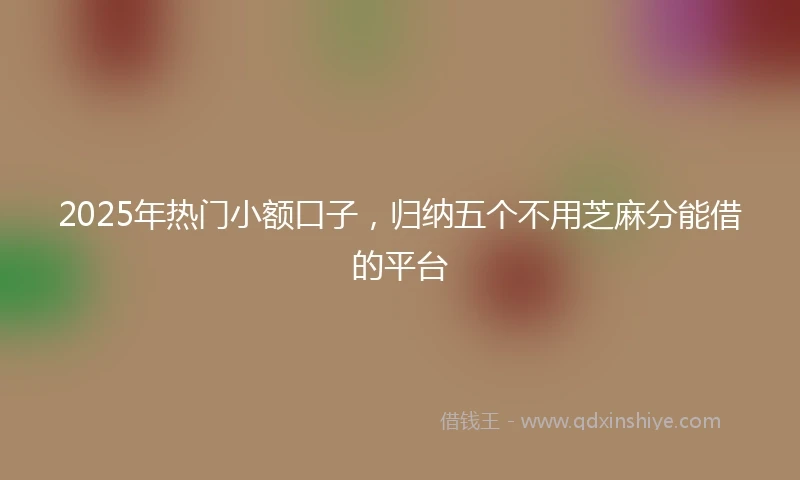 2025年热门小额口子，归纳五个不用芝麻分能借的平台