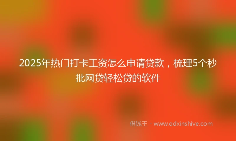 2025年热门打卡工资怎么申请贷款，梳理5个秒批网贷轻松贷的软件