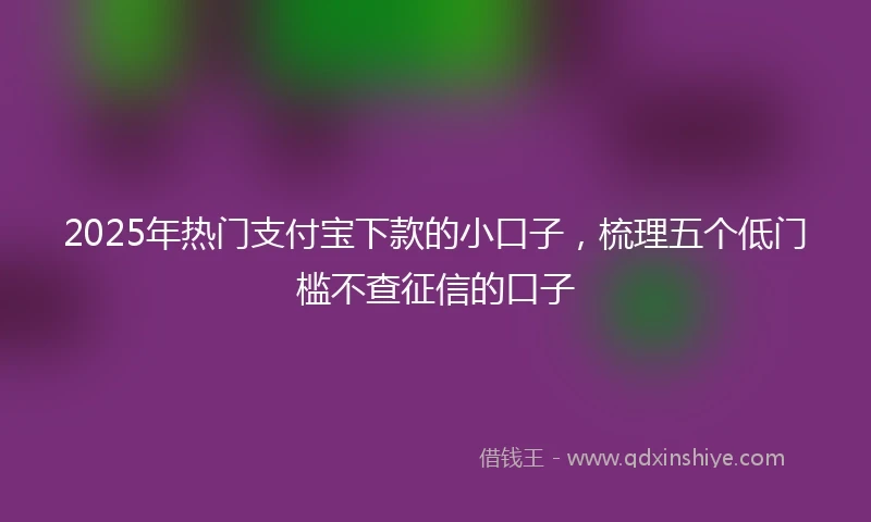 2025年热门支付宝下款的小口子，梳理五个低门槛不查征信的口子