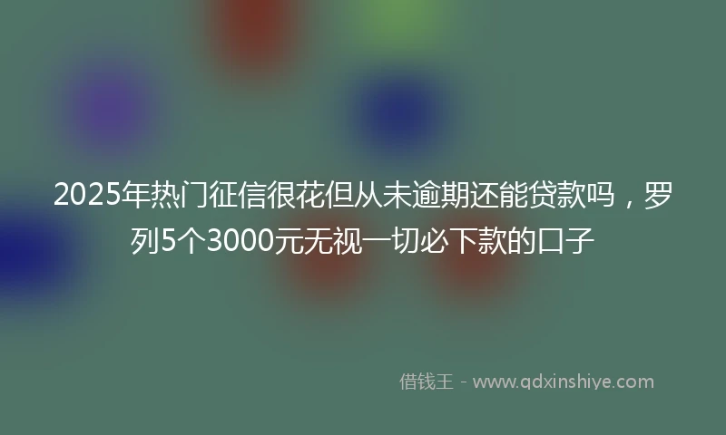 2025年热门征信很花但从未逾期还能贷款吗，罗列5个3000元无视一切必下款的口子