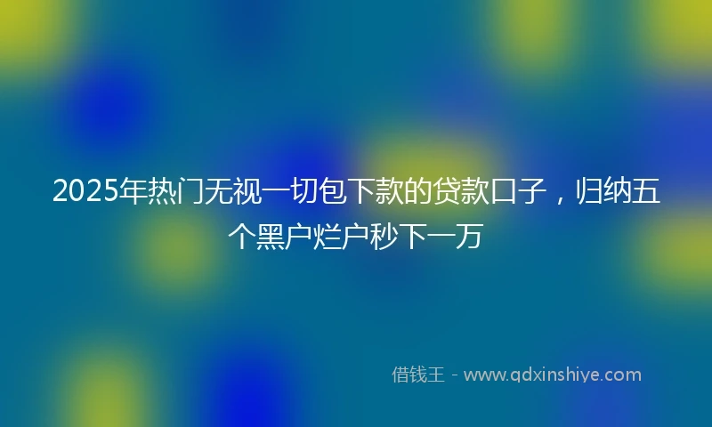 2025年热门无视一切包下款的贷款口子，归纳五个黑户烂户秒下一万