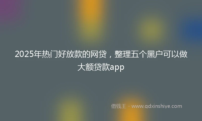 2025年热门好放款的网贷，整理五个黑户可以做大额贷款app
