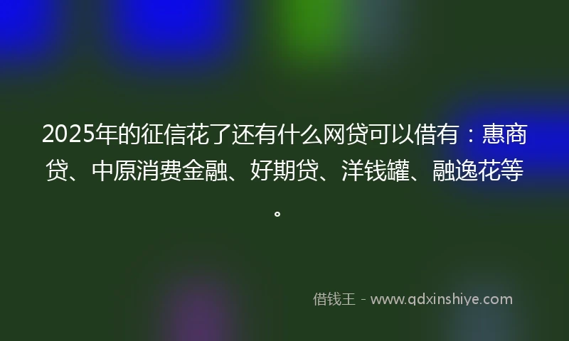 2025年的征信花了还有什么网贷可以借有：惠商贷、中原消费金融、好期贷、洋钱罐、融逸花等。