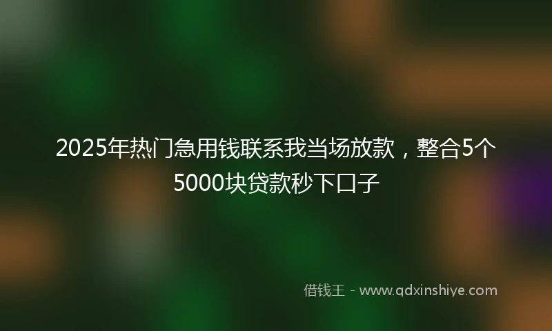 2025年热门急用钱联系我当场放款，整合5个5000块贷款秒下口子