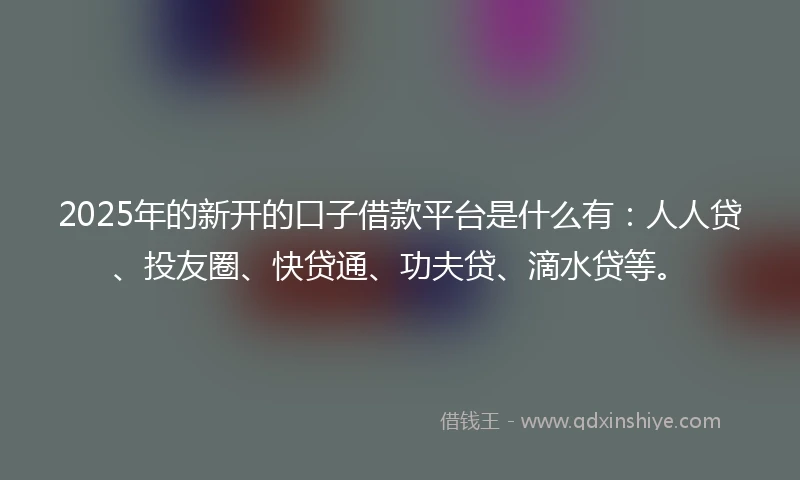 2025年的新开的口子借款平台是什么有：人人贷、投友圈、快贷通、功夫贷、滴水贷等。