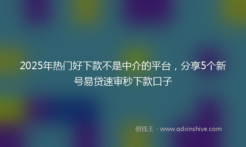 2025年热门好下款不是中介的平台，分享5个新号易贷速审秒下款口子