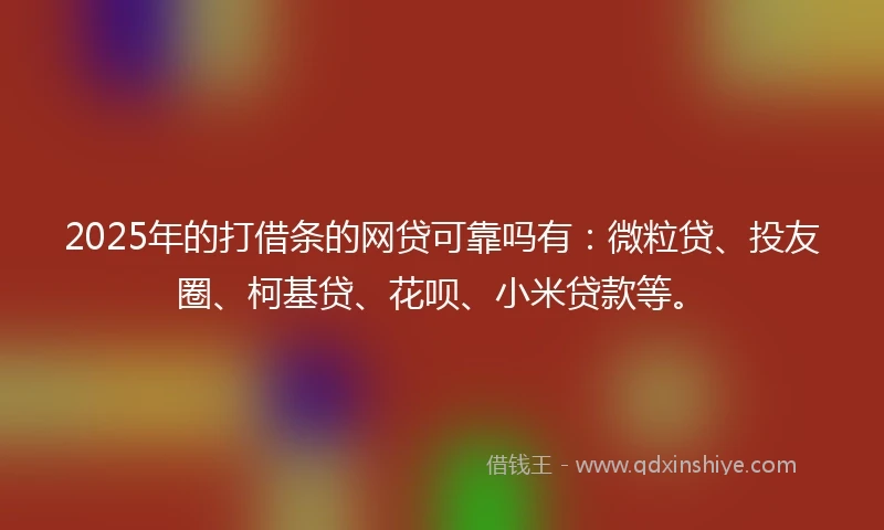 2025年的打借条的网贷可靠吗有：微粒贷、投友圈、柯基贷、花呗、小米贷款等。
