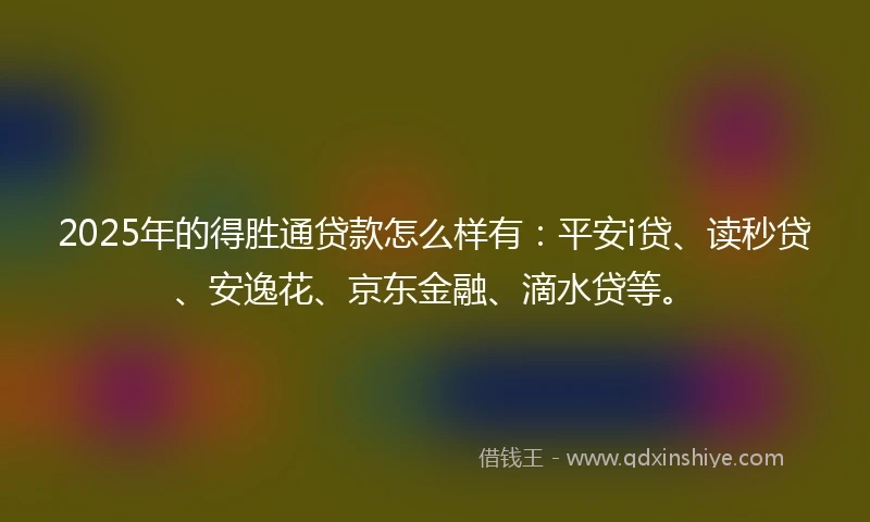 2025年的得胜通贷款怎么样有：平安i贷、读秒贷、安逸花、京东金融、滴水贷等。