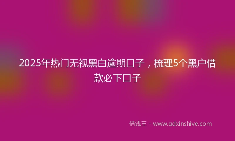 2025年热门无视黑白逾期口子，梳理5个黑户借款必下口子
