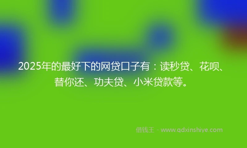 2025年的最好下的网贷口子有：读秒贷、花呗、替你还、功夫贷、小米贷款等。