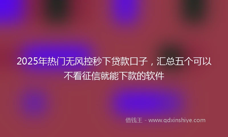 2025年热门无风控秒下贷款口子，汇总五个可以不看征信就能下款的软件