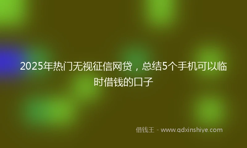 2025年热门无视征信网贷，总结5个手机可以临时借钱的口子