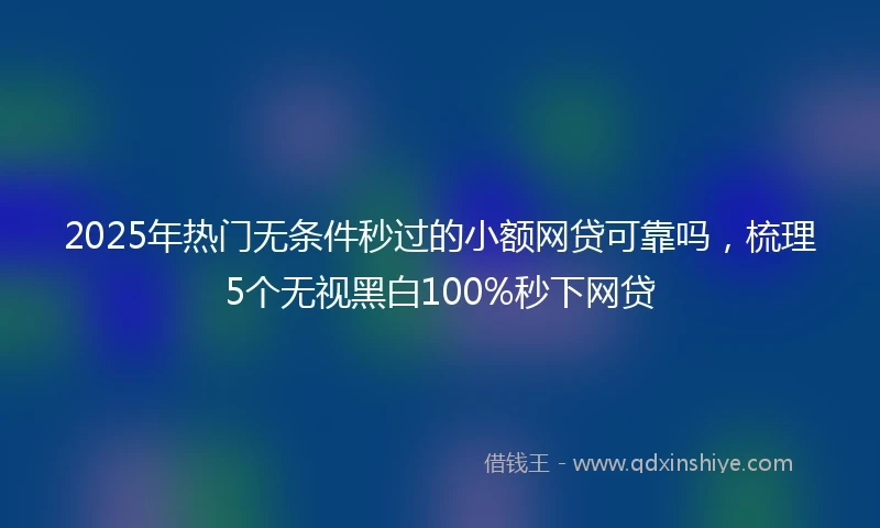 2025年热门无条件秒过的小额网贷可靠吗，梳理5个无视黑白100%秒下网贷