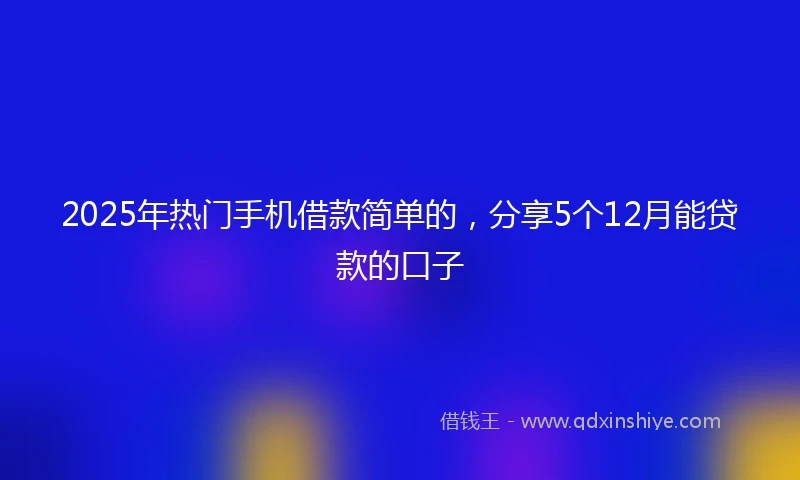 2025年热门手机借款简单的，分享5个12月能贷款的口子