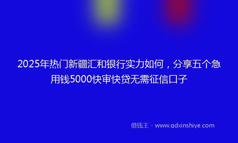 2025年热门新疆汇和银行实力如何，分享五个急用钱5000快审快贷无需征信口子