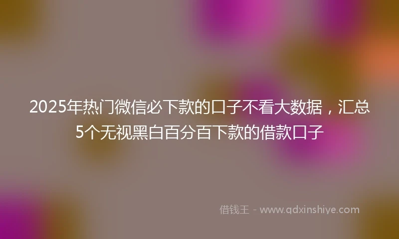 2025年热门微信必下款的口子不看大数据，汇总5个无视黑白百分百下款的借款口子
